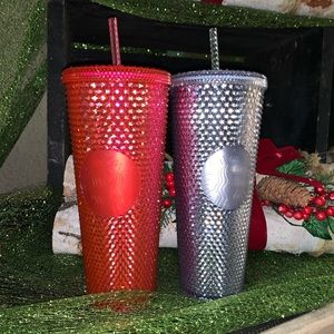 Starbucks | Platinum + Neon Pink Bling Cup Venti